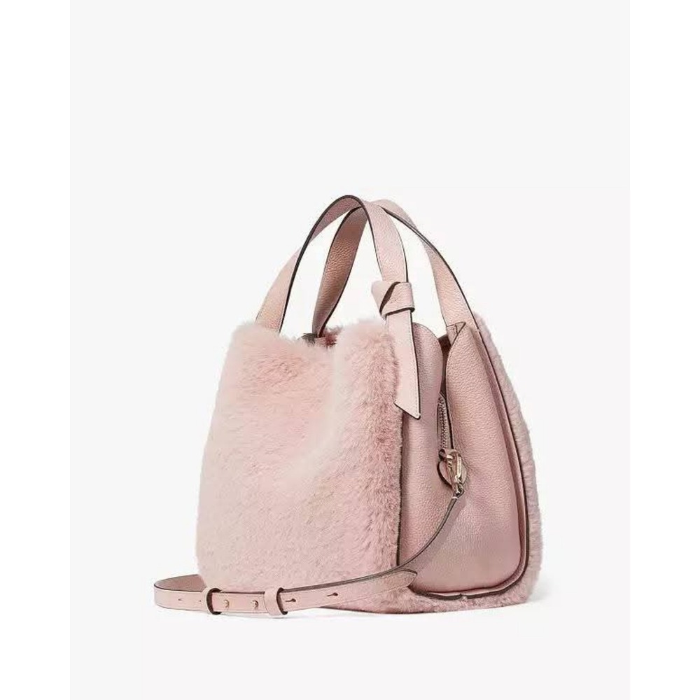 Kate Spade Pink Faux Fur Leather Bucket Shoulder Bag‎ Handbag